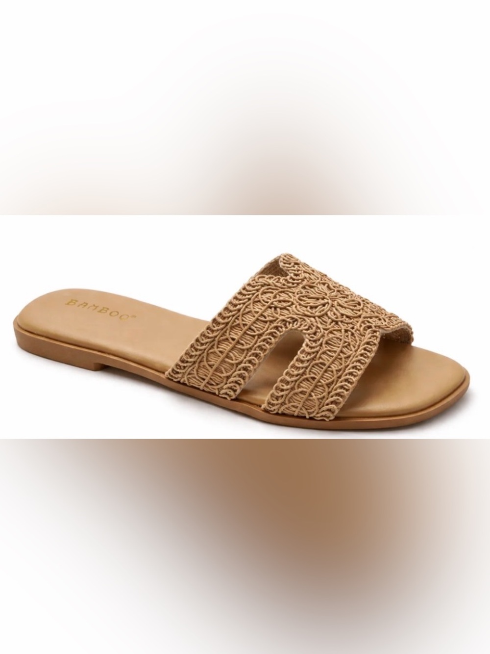 NEW [Bamboo] View-68 Braided H-Cutout Flat Slide Sandals Women’s Multiple Sizes